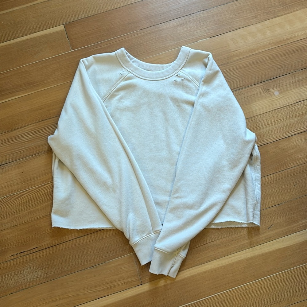 Crop distressed sweater